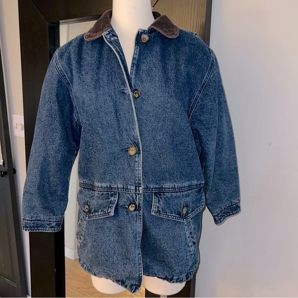 Vintage St. John’s Bay 80’s Denim/Flannel Barn Coat - Petite Small